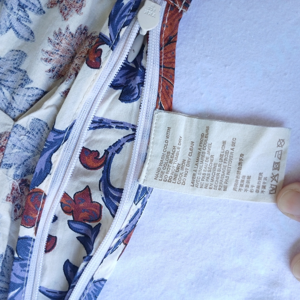 Athropologie Let Me Be Tie-Strap Peplum Floral 100% Cotton Top Womens Size XS - Picture 9 of 16